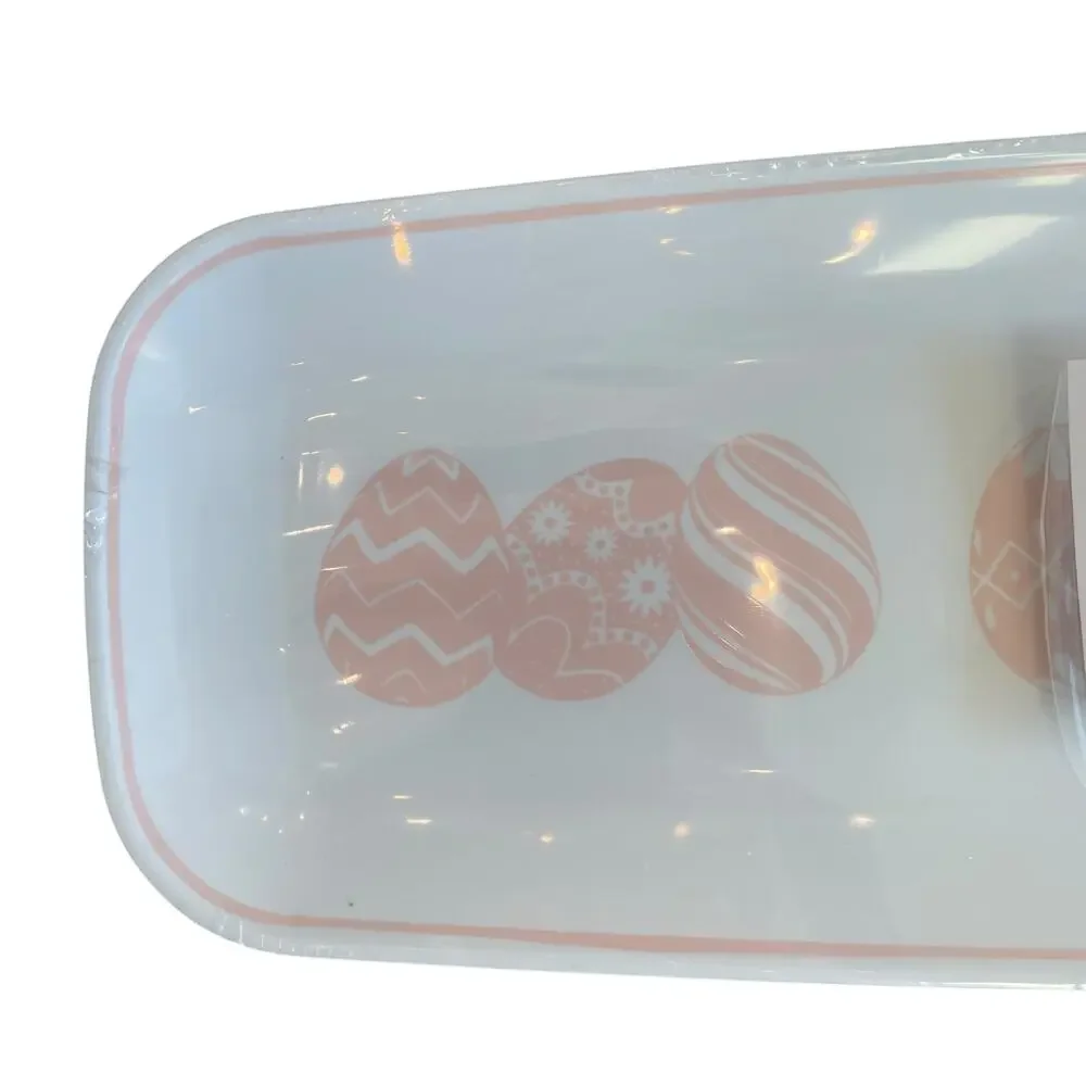 3pc Farmhouse Rachel Ashwell Pink Easter Egg Plastic Serving Platters 17.5
